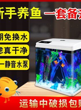 迷你鱼缸小型自循环鱼缸客厅小型一体免换水鱼缸客厅小型网红特色