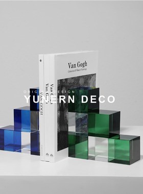 现代简约风办公室台面书房水晶书档摆件书柜装饰收纳创意桌面摆设