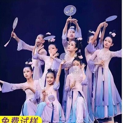 儿童节仙气古典舞服江南少女春三月舞蹈服中国风小城谣汉服演出服