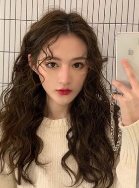 假发女中长发头套式卷发时尚中分新式发套自然玉米烫中分羊毛卷