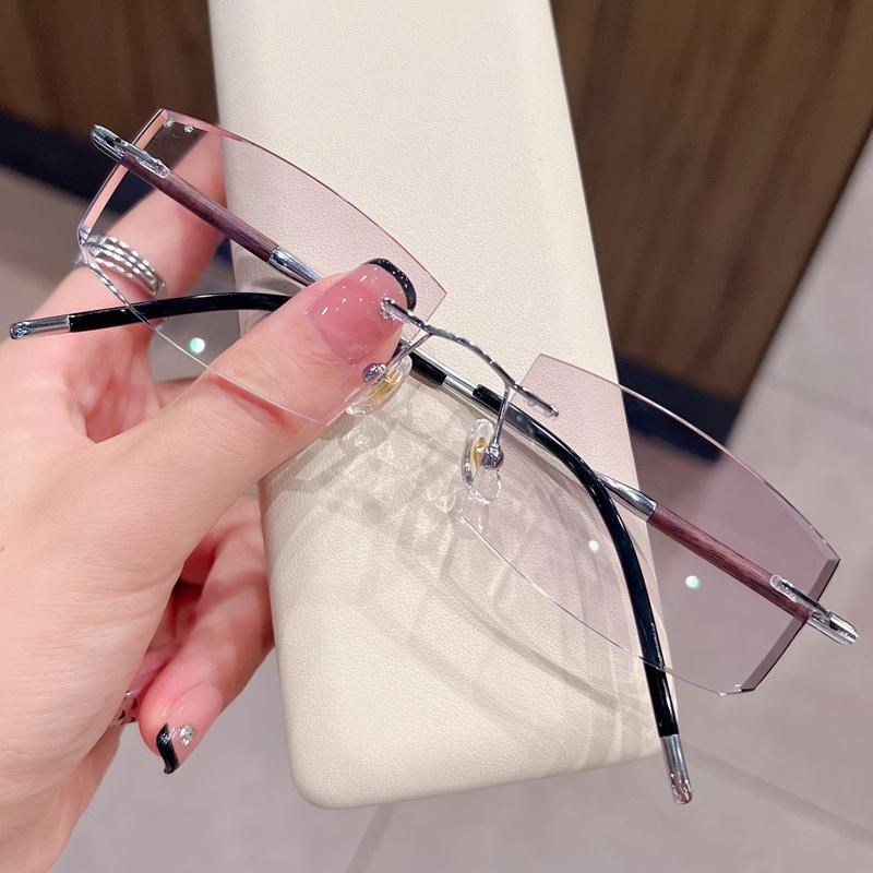 纯钛无框商务近视眼镜男超轻可配度数变色防蓝光无边框眼睛成品镜