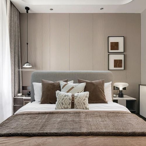 棕咖色轻奢复古抱枕床尾巾民宿酒店床品现代简约高档床旗卧室可拆