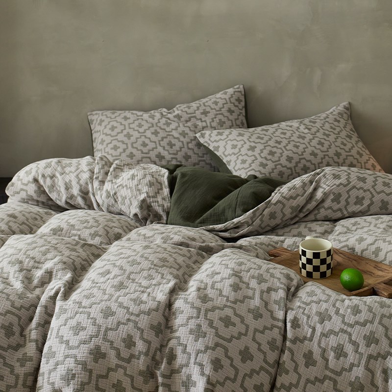 裸睡双层纱丨四件套全棉纯棉2024新款绿色床单被套小众高级感床品