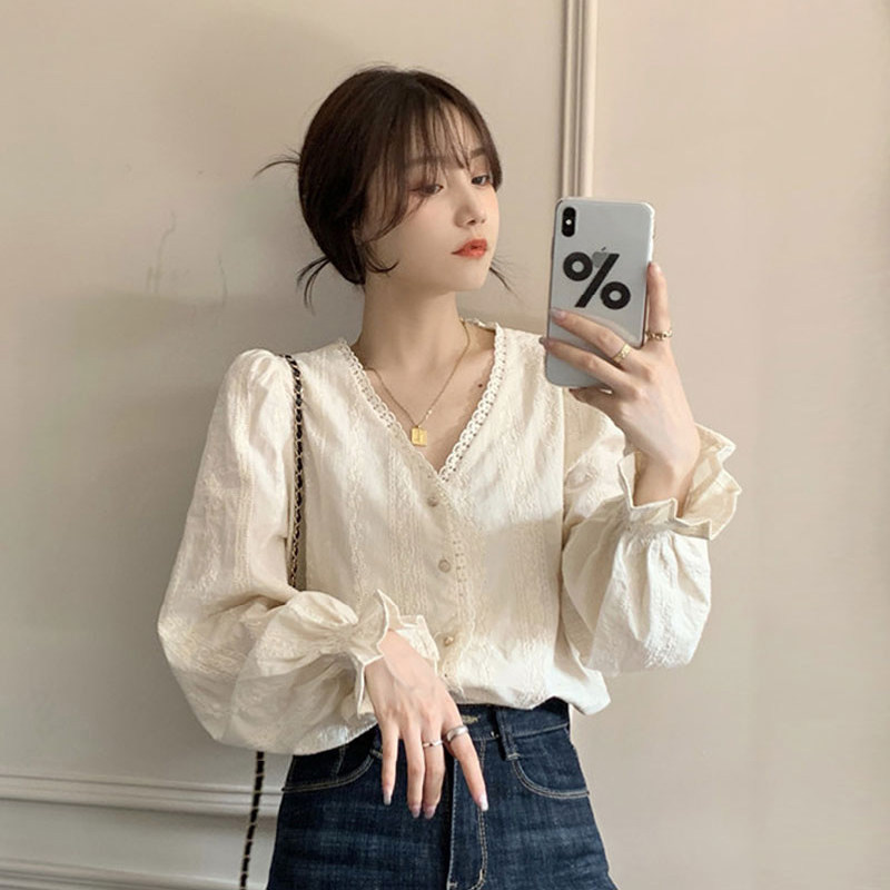 时尚产后上衣韩版V领外出哺乳衣春秋显瘦长袖开衫衬衣潮妈喂奶衣