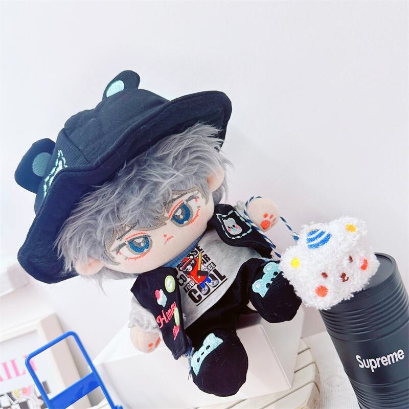 现货20cm棉花娃娃毛绒玩具男款娃衣服高冷酷熊马甲T恤套装可换装