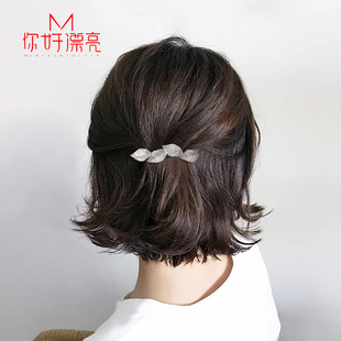 满钻小号发夹后脑勺顶夹发卡优雅淑女头饰半扎发一字夹韩国发饰