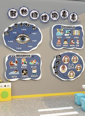 幼儿园墙面装饰贴主题材料文化教室布置爱保护眼睛环创视力黑板报