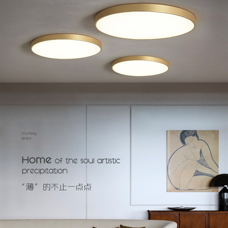 美式led超薄吸顶灯简约客厅卧室灯圆形房间阳台网红大灯110V-220