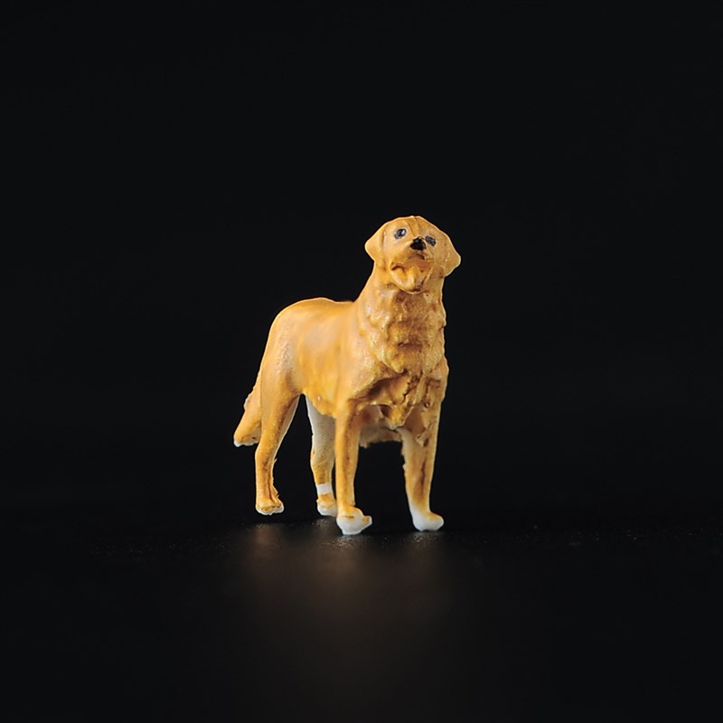 1/64站姿宠物小尾巴狗迷你动物模型生活微场景拍摄手办沙盘摆件