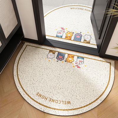 卡通奶油风入户门地垫丝圈半圆进门门口地毯玄关脚垫刮土蹭泥防滑