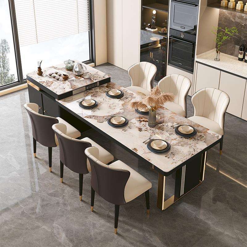 岩板岛台餐桌一体意式轻奢现代简约客厅多功能可伸缩厨房中岛台柜