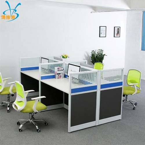 简约现代板式职员办公桌椅组合办公室带柜四人位员工工位桌办公桌