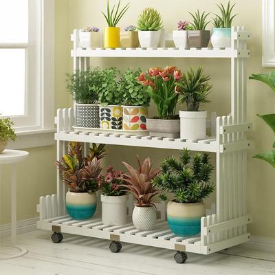 白色花架置物架多层室内外欧式花架子阳台客厅落地绿萝花盆架带轮