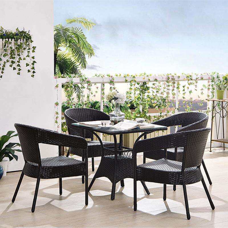 户外桌椅组合庭院花园阳台咖啡厅藤椅阳光房室外防晒露台椅子藤编