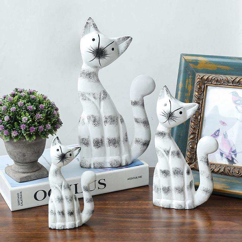 现代简约创意套三小猫摆件家居客厅儿童房样板房售楼处软装装饰品