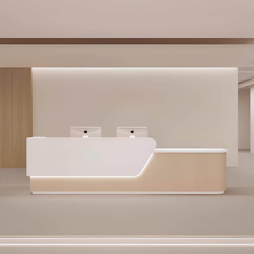 简约吧台北欧极简收银台店铺时尚圆弧设计前台办公厅烤漆接待吧台