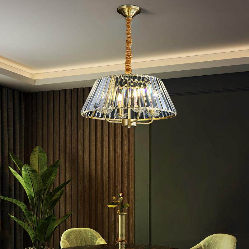 奥莱威美式轻奢简约餐厅灯简美书房灯具灯饰家用饭厅水晶全铜吊灯