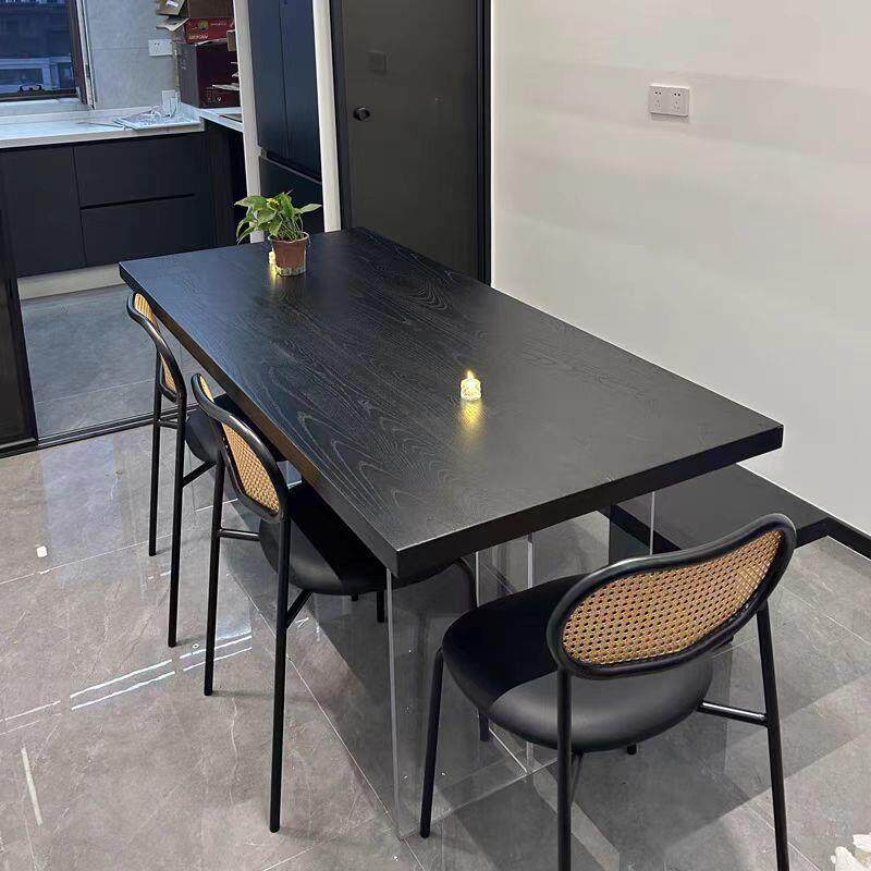 碳化木板新西兰松木原木桌面悬浮餐桌茶桌面板实木板黑色桌板外贸