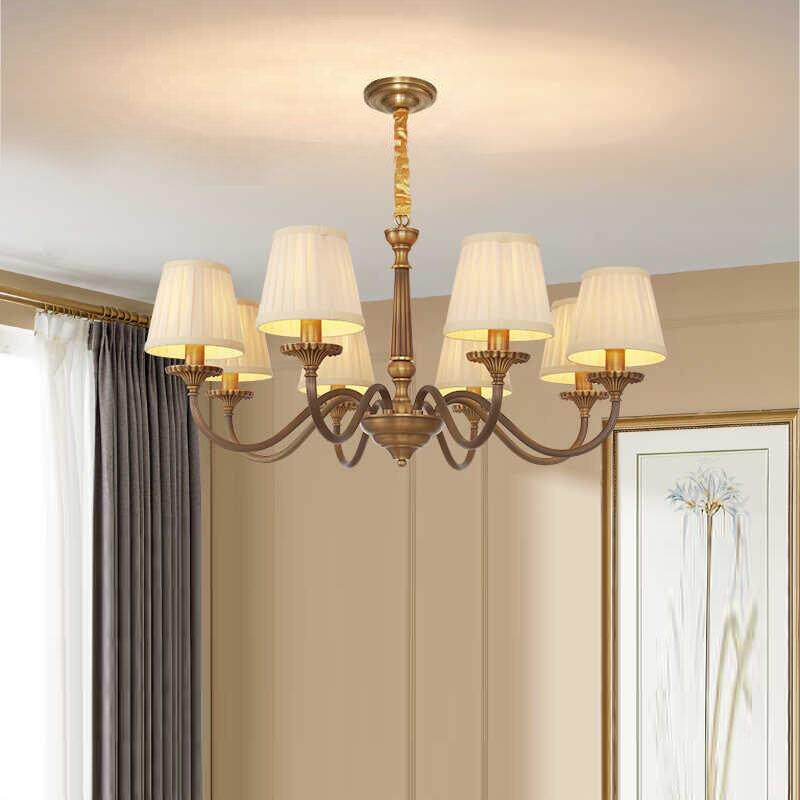 美式简约全铜吊灯客厅灯现代大气轻奢餐厅卧室欧式古铜色全铜吊灯