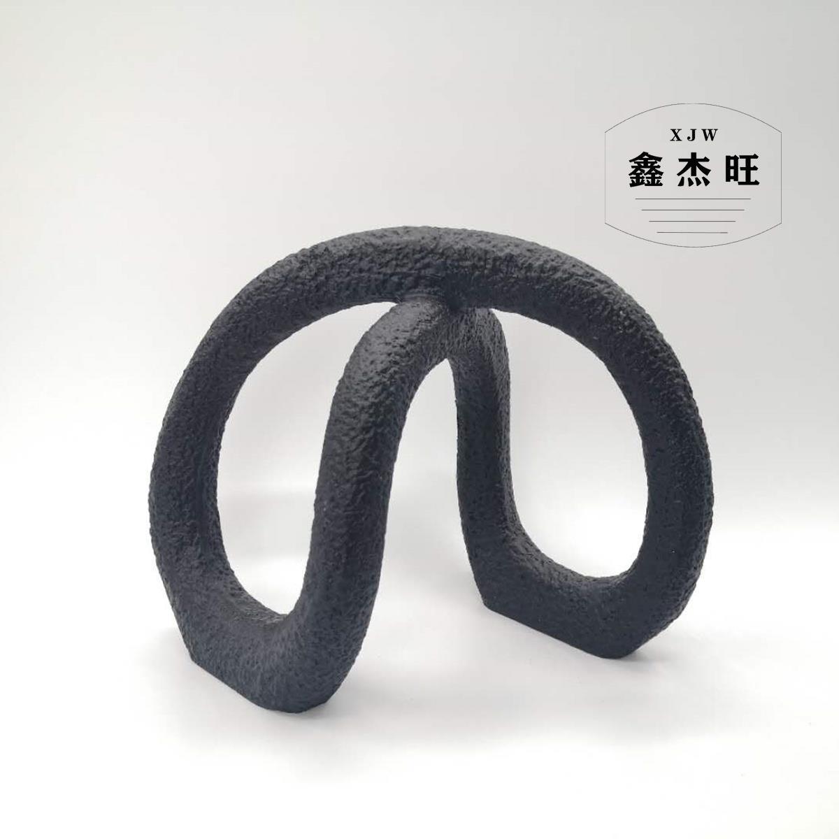 现代简约树脂黑色白色装饰摆件创意缠绕软装饰品客厅桌面样板间
