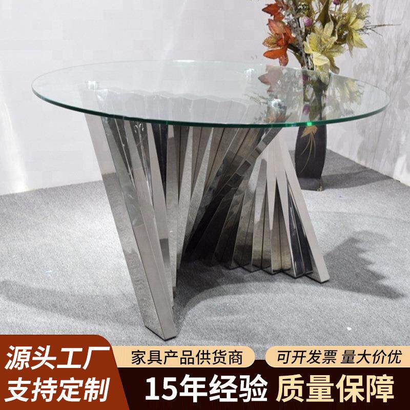 12毫米厚的钢化玻璃餐桌基地圆桌会议现代简约风严选材质餐桌圆桌