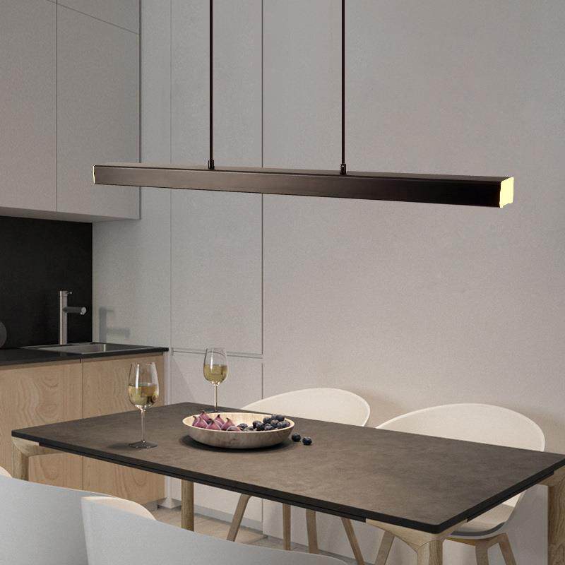 长条极简餐厅吊灯北欧创意个性led饭厅吧台书房现代简约办公灯具