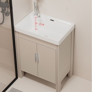 小户型落地加深陶瓷n洗手盆防水太空铝浴室柜阳台免打孔洗衣洗漱