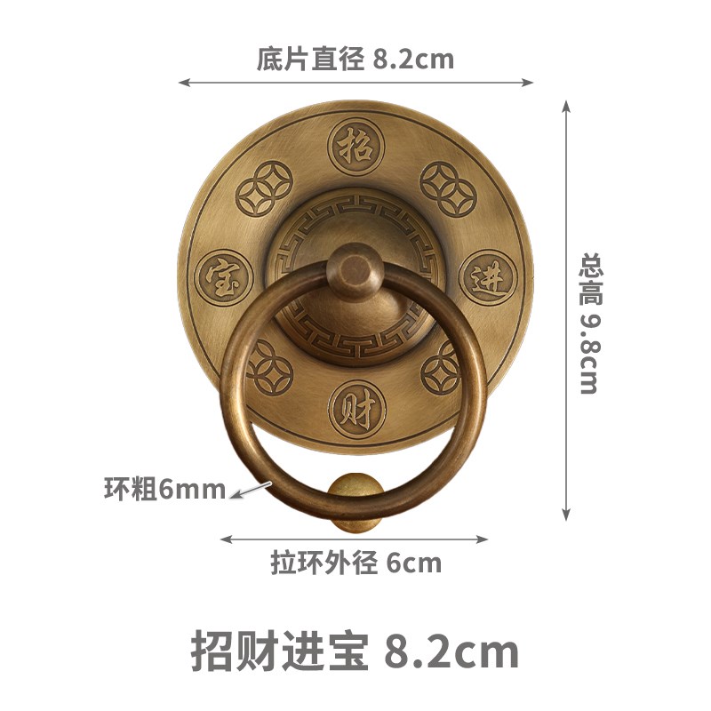 中式大门纯铜拉手仿古p全铜门把手老式木门拉环黄铜门钹实心圆拉