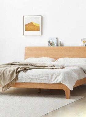 1.5米充电款11北欧床现代简约全实木1.8m日式双人拼接床/1.2//.35