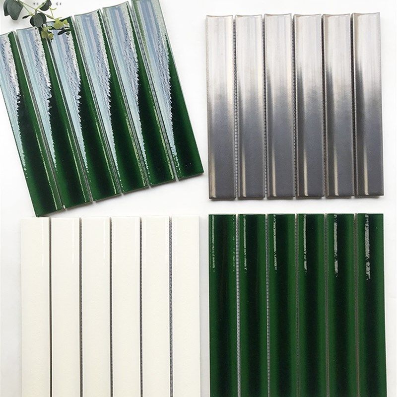 斯堪的纳维亚深绿色新月马赛克凹冰裂金属釉瓷砖酒店K入口酒吧厨