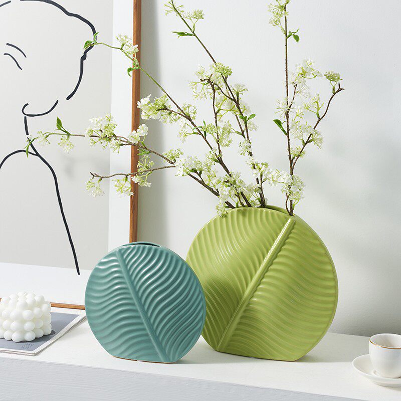 北欧轻奢风陶瓷小花瓶摆件u插花玄关客厅电视柜餐桌干花家居装饰