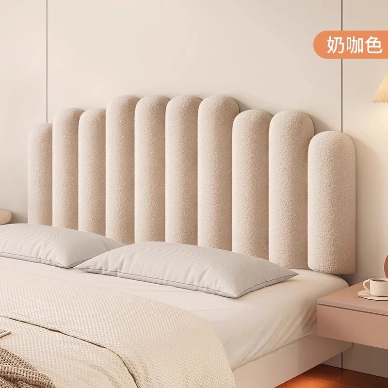 波浪钢琴键床头软包靠背榻榻米床头靠垫F2025新款奶油风卧室大靠