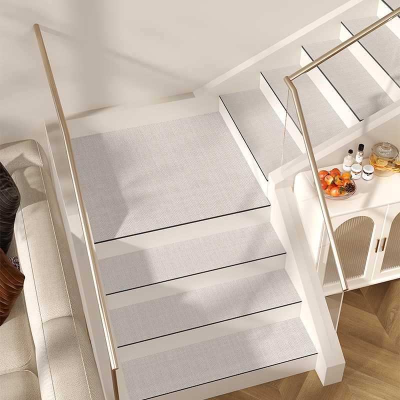 侘寂风楼梯踏h步垫子防滑皮革免胶自粘可擦洗实木家用旋转楼梯台