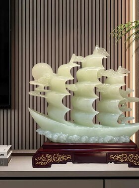 一帆风顺帆船g摆件招财客厅玄关老板办公室酒柜装饰品乔迁开业礼