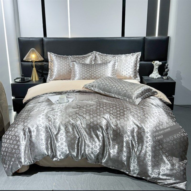 高档60S色织j提花缎四件套法国天丝Ab被子套床上用品