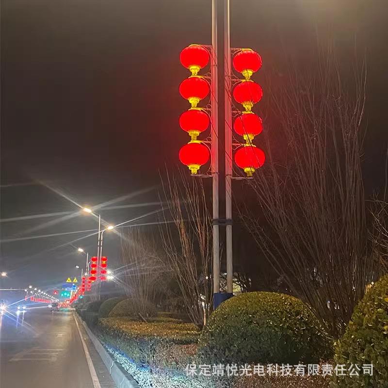 太阳能发光LED市电中国结灯笼节日路灯杆农村文化街道氛围路灯