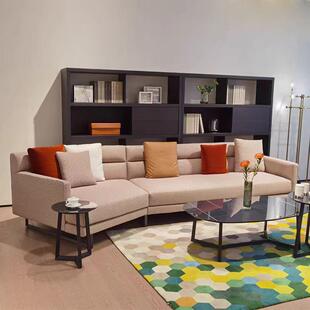 北欧轻奢布艺沙发现代简约客厅弧形沙发组合小户型转角沙发异形