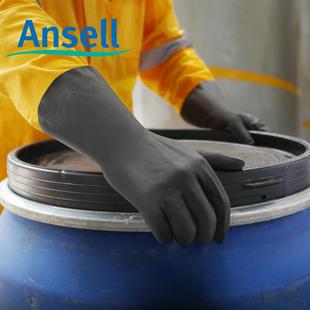 安思尔ANSELL29 865氯丁橡胶防化手套耐酸碱工业手套绒面衬里33cm