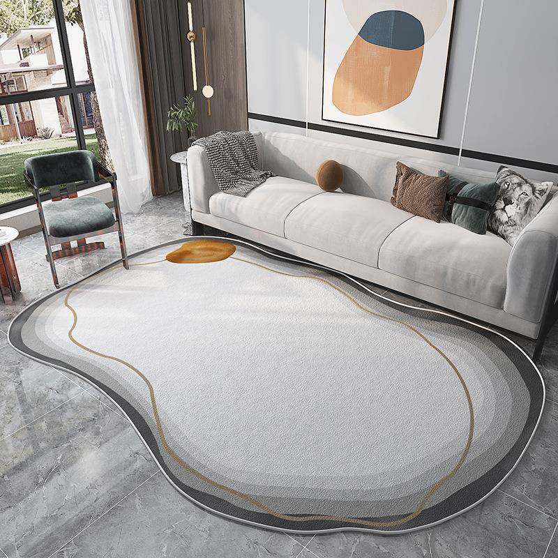 跨境日式侘寂风加厚仿羊绒地毯不规则异形茶几毯客厅卧室满铺