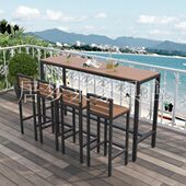 露风长条休闲高脚桌窗庭院塑木户外防水靠防腐阳台天防锈吧台桌椅