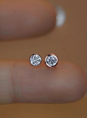 S925莫桑石耳钉泡泡10分50分主石F网红圆形耳饰男女款精致轻奢耳