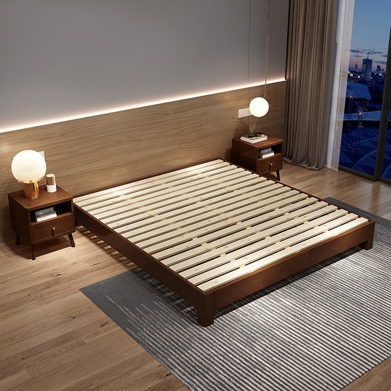 定制日式榻榻米床架子简约现代1.5米无床头实木床无靠Y背民宿家具