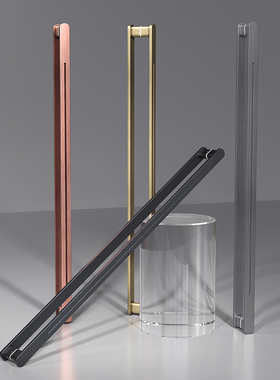 新中式实心铝合金玻璃大门把手店铺酒店J包厢门实木门黑色把手定