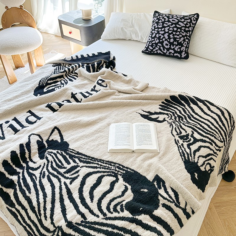 蔓越家 自然之迹 半边绒针织盖毯办公室沙发毛毯T午睡空调毯沙发