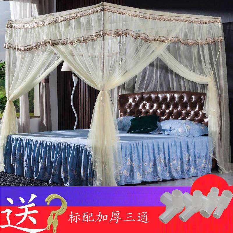 蚊帐三开门不锈钢加厚压脚落地免打孔加F密宫庭1.5m/1.8米可订做