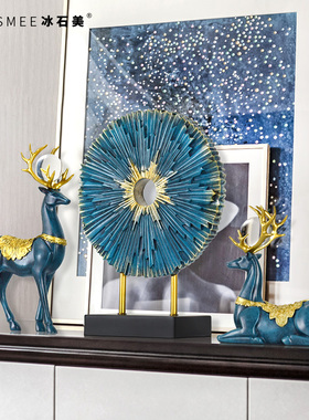 欧式客厅玄关电视酒柜鹿摆件现代简约创意家居北欧轻奢.高档装饰