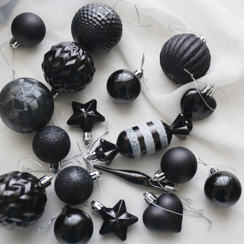 5CM黑色圣诞球异形球8CM洒粉糖果洋葱球6KCM圣诞树装饰品挂饰摆件