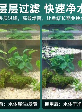 家用鱼缸过滤器循环水泵增氧净水五合一静音氧气泵制氧一体机吸便