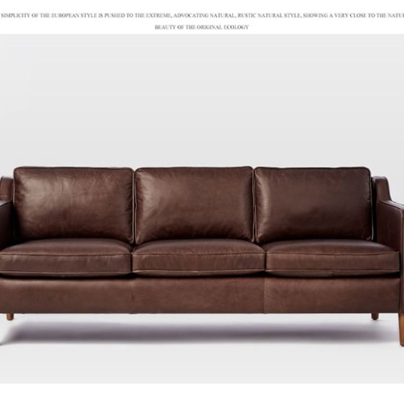 真皮沙发头层牛皮北欧客厅后现代简约港式小户型复U古三人皮艺沙