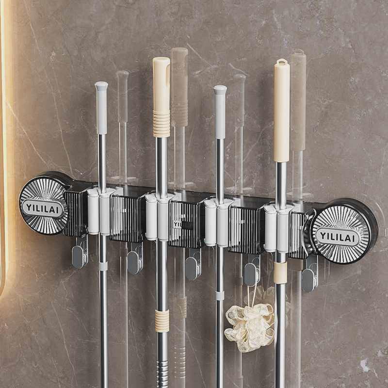 拖把怎么收纳!!吸盘拖把壁挂夹免打孔挂钩浴室S固定架扫把收纳挂